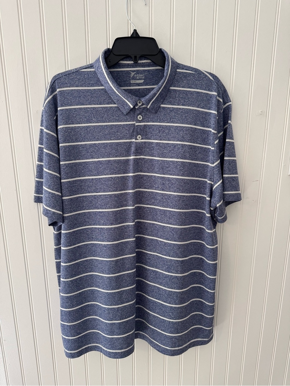 Old Navy Dri-Fit Blue & White Striped Polo Shirt